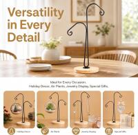 NEW WRINGKIT 4 Pack Ornament Display Hanger Stand, Wood Base, Double Hook-Style- STAND ONLY