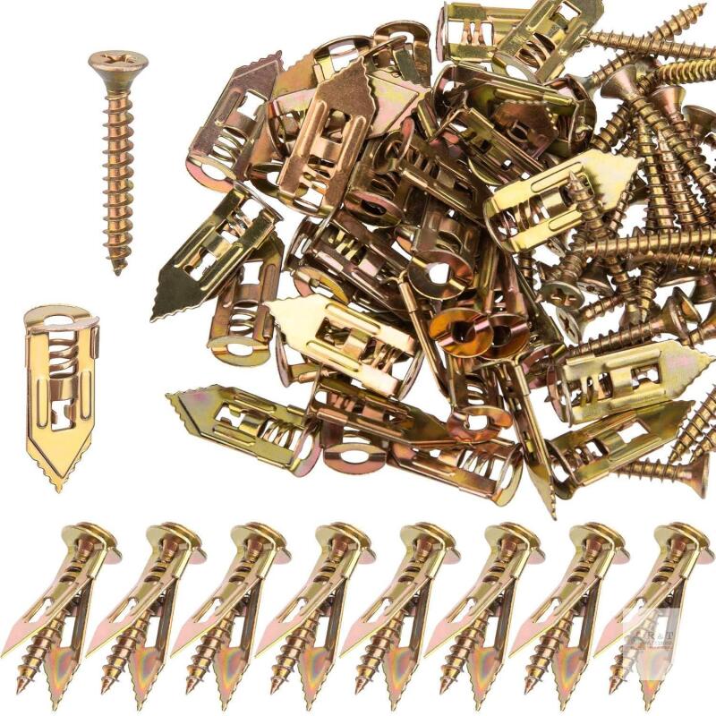 New 80 Pcs Self Drilling Drywall Anchors with Screws Kit, Zinc Plated Steel Self Drilling Wall Anchors Heavy Duty, No Drill or Holes for TV, Shelf Straps, Bike, Cabinets, Gypsum Boards