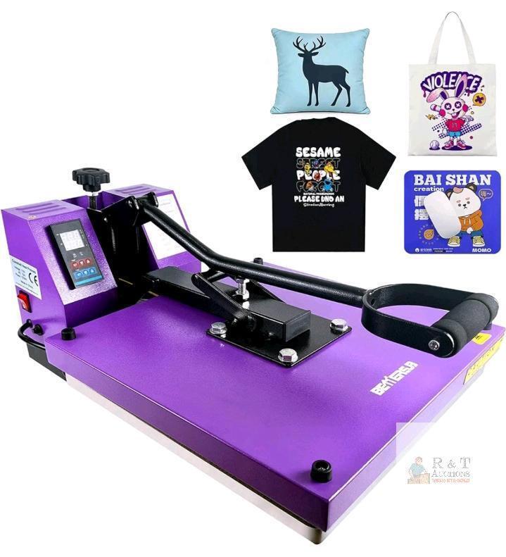 NEW BetterSub 15x15" Clamshell Heat Press Machine, Teflon-Coated, Digital LCD, 110V, Purple
