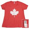 New Tultex Women&rsquo;s Distressed Canada Maple Leaf V-Neck T-Shirt, Heather Red, Size XXL