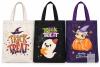 NEW 15.5" 3-Piece Halloween Canvas Tote Bag Set &ndash; Assorted Designs- double sided