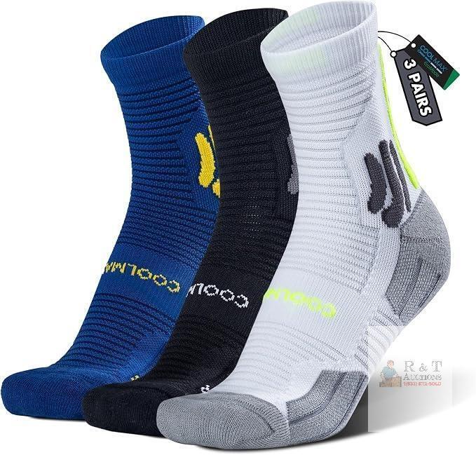 New Size XL BRISIRA Coolmax Bamboo Viscose Compression Running Socks Men Cushioned Anti Blister Athletic Tennis Golf Crew Quarter