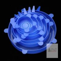 New Silicone Cover Stretch Lids Reusable Airtight Food Wrap Covers Keeping Fresh Seal Bowl Stretchy Wrap Cover Kitchen Cookware (Blue, 6)