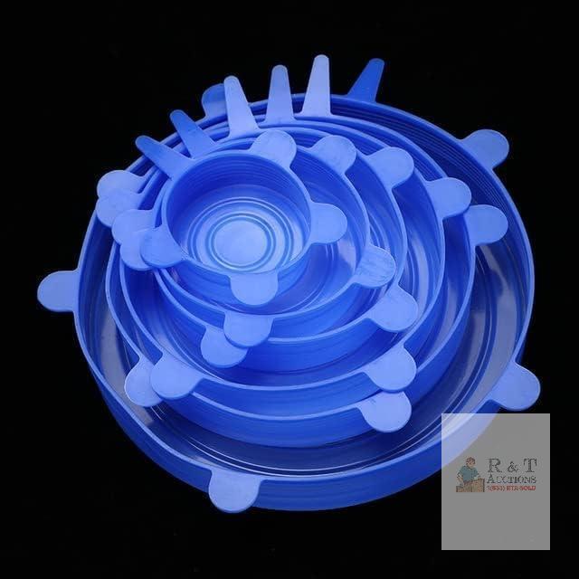 New Silicone Cover Stretch Lids Reusable Airtight Food Wrap Covers Keeping Fresh Seal Bowl Stretchy Wrap Cover Kitchen Cookware (Blue, 6)