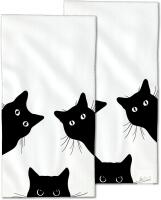 New CXULIN Black Cat Hand Towels Set of 2, Soft Bath Hand Towels 14"X28"