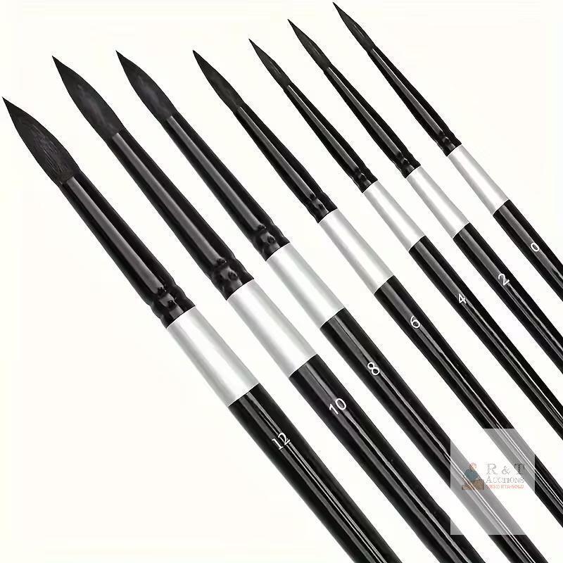 New 7pcs Round Watercolor Brushes, Natural Squirrel Hair Premium Artist Painting Brush Set, Suitable for Watercolor, Acrylic, Ink, Gouache And Tempera, Makeup Brushes, Professional Artist Brushes
