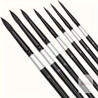 New 7pcs Round Watercolor Brushes, Natural Squirrel Hair Premium Artist Painting Brush Set, Suitable for Watercolor, Acrylic, Ink, Gouache And Tempera, Makeup Brushes, Professional Artist Brushes
