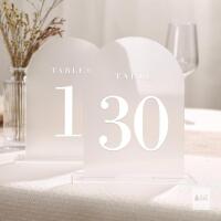 UNIQOOO Frosted Arch Table Numbers with Holders 1-30, 5x7 Inch, Acrylic Table Numbers for Centerpieces, Reception, Decoration, Party, Birthday, Event
