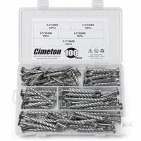 NEW Cimeton 100-Piece Silver Twisted Nail Assortment with Storage Case, 45&ndash;76 mm &ndash; New