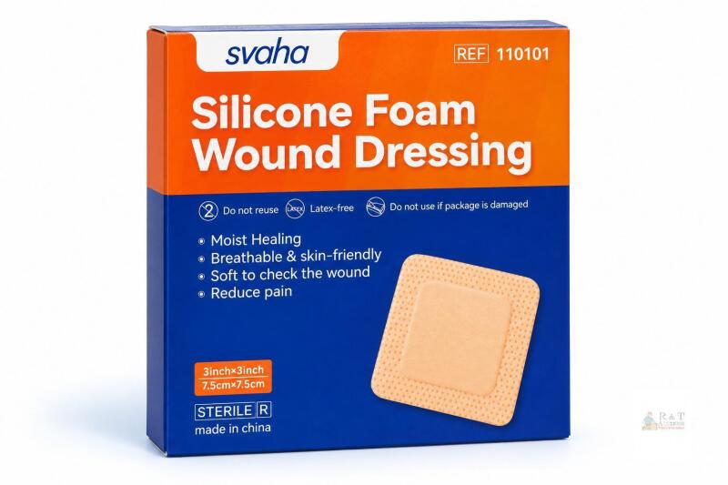 NEW 10-Pack Svaha 3" x 3" Sterile Silicone Foam Wound Dressings with Border