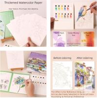 New CozyWeave Watercolor Painting Set for Beginners Alley House Pattern Adult Art Coloring 6 Sheets with Paint Brush