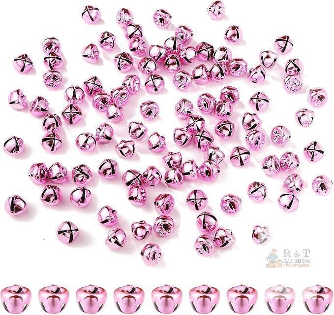 New Lasuroa 100pcs Pink Christmas Ornaments, Iron Jingle Bells for Crafts, Decorative Christmas Ornaments for Holiday Home Festival Party Decoration Gifts DIY Project
