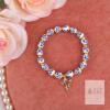 NEW Mikovivi Blue & White Porcelain Bead Stretch Bracelet with Gold-Tone Bow Charm - 2