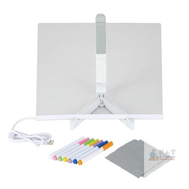 New Acrylic Dry Erase Board with Light LED Note Board with Colors 7.8" Light up Acrylic Message Marker Board with Adjustable Stand Rewritable LED Acrylic Drawing Board with 7 Pens