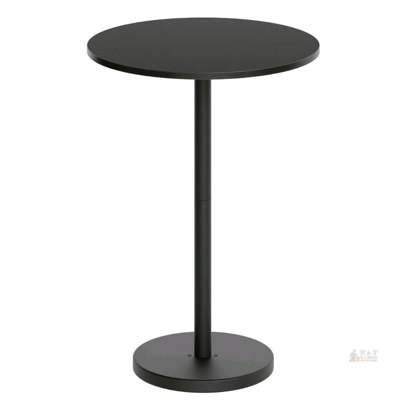 NEW YATINEY Bar Table, 21.7" Round, 39.4" Height, Black Metal Frame, Bistro/Counter Table