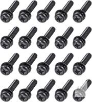 New uxcell M6 x 25mm Carbon Steel Phillips Pan Head Machine Screws Bolts Combine with Spring Washer and Plain Washers 20pcs