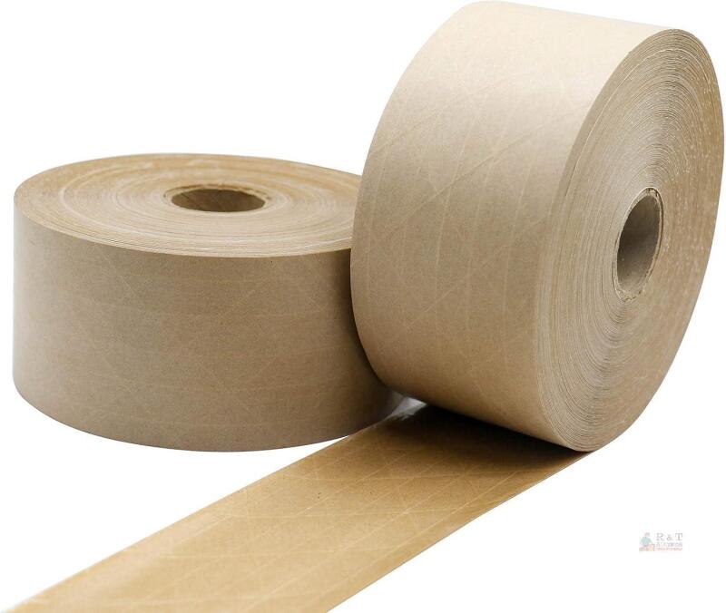 New Reinforced Water Activated Gummed Kraft Paper Tape, 2 Pack 2.75 inch x 380 ft, for Heavy Duty Secure Packing Shipping