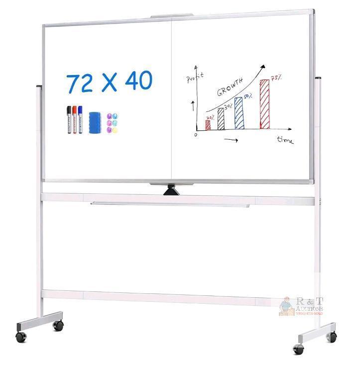 new Maxtek 36x48 Inch Magnetic Double-Sided Rolling Whiteboard with Stand and Lockable Wheels