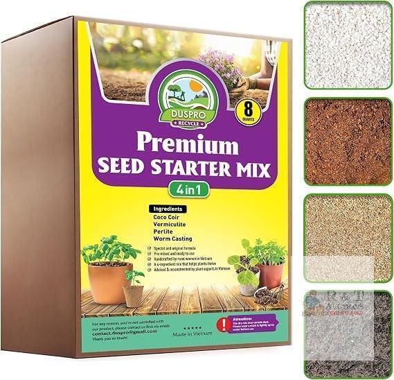 New DUSPRO Seed Starter Potting Soil Mix, 4-in-1 Pre-Mixed & Ready To Use, 8 QT