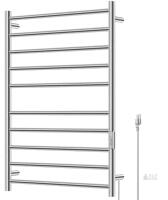 NEW Aquatrend BK-109W-10T-CA-Nickel Electric Heated Towel Warmer Rack, 10-Bar, Stainless Steel, Brushed Nickel