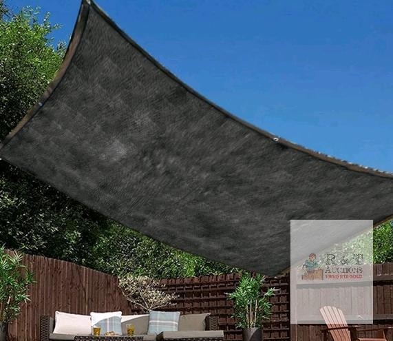 NEW Meitianfacai Sun Shade Cloth, Rectangular Black HDPE 10x12 ft, Metal Grommets, 90% UV Block