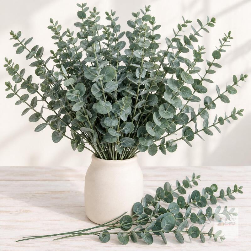 New Realistic Eucalyptus Sprigs & Bunches, Up To 15" Long