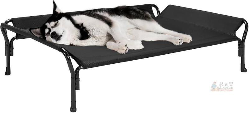 Veehoo CWC2307 Elevated Dog Bed with Guardrail and Headrest, 47"x32"x12", Black