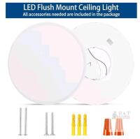 NEW 24" Round LED Flush Mount Ceiling Light, 48W 4800LM, Dimmable, 3000K/4500K/6000K, Ultra Thin, White
