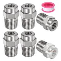 New Uxcell 6 Pack Surface Clean Tips - 40 Degree 1/4" NPT Male Pressure Washer Nozzles, Stainless Steel with Sealing Tape ( 1.514mm Orifice )