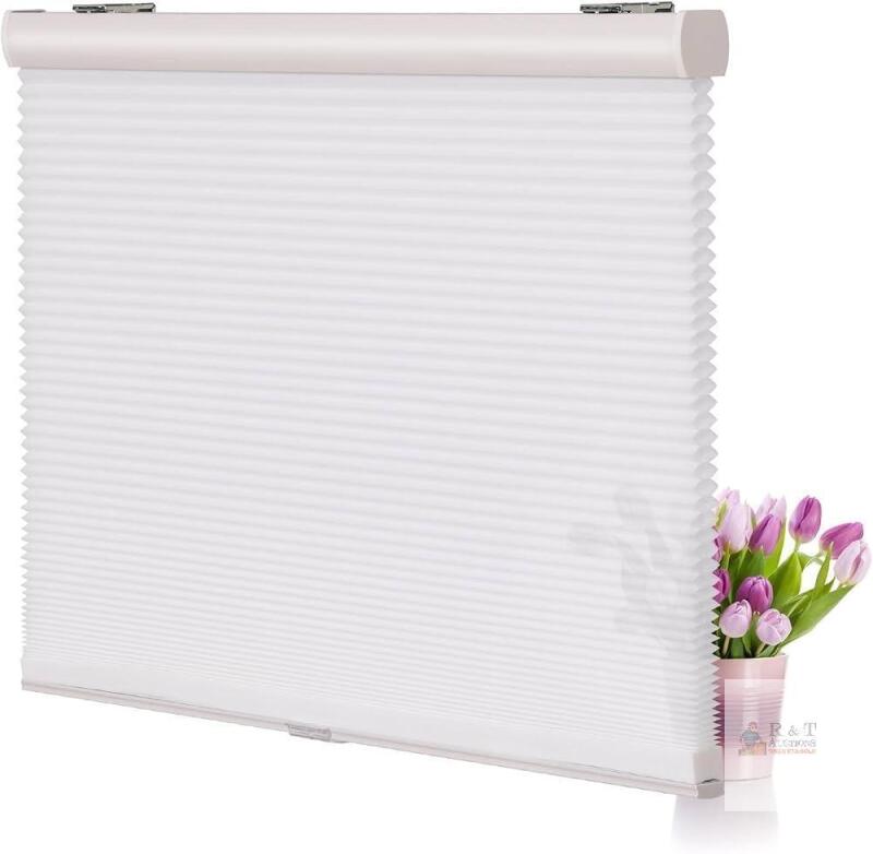 new LUCKUP WSFWL-26W Cordless Cellular Shade, 26" x 64", White, Blackout, Honeycomb Design