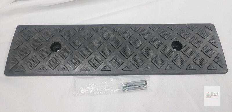 NEW Heavy-Duty Rubber Parking Curb 20"x6"x3" with 2 Bolts, Black, Beveled Ends, No Reflective Strips
