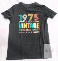 NEW 1975 Vintage Original Parts Grey T-Shirt, Size S, 100% Cotton, Short Sleeve, Loose Fit