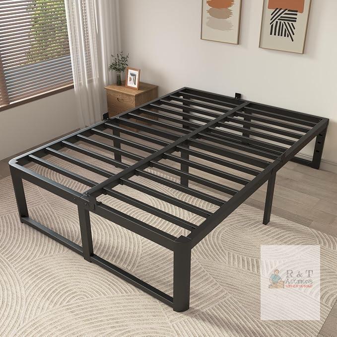 NEW Full Size Metal Platform Bed Frame, 74.5"x53.5", AM07-KJ07-12F-B, Multiple Height Options, Black- 48 HR warranty if pcs missing