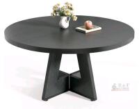 HOGA Modern Round Dining Table, 47.24" Diameter, Pedestal Base, Black Engineered Wood