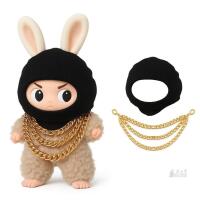New VVQUI 2026 17cm Doll Fashion Set: Black Head Cover & Three-Layer Gold tone Necklace