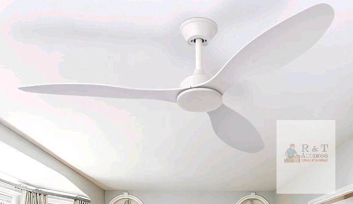 NEW 52" White Ceiling Fan, DC Motor, 3 Blades, Remote, No Light, Model 01-MuyuTc, X0050LNLZL