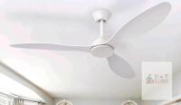 NEW 52" White Ceiling Fan, DC Motor, 3 Blades, Remote, No Light, Model 01-MuyuTc, X0050LNLZL