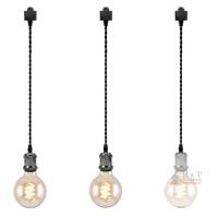 NEW Kiven 3-Light H System Pendant Kit, Pearl Black E26 Edison Holders, 31.5" Braided Cord