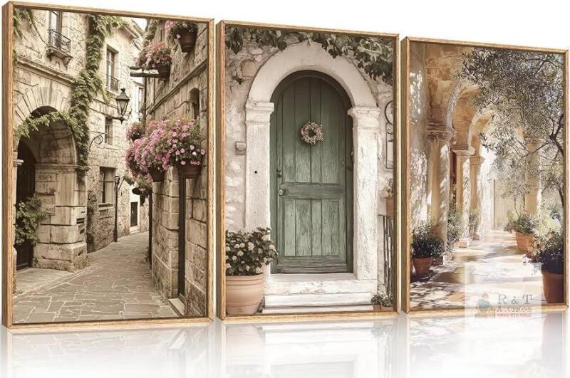 NEW Mediterranean 3-Piece Framed Canvas Wall Art Set &ndash; 16" x 12" Each