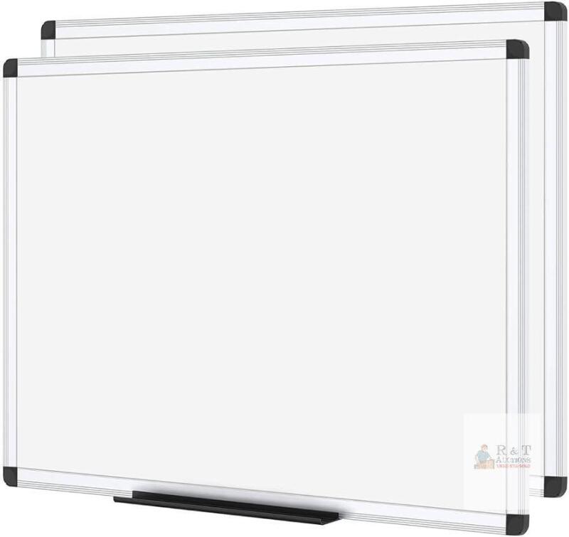 NEW VIZ-PRO Magnetic Dry Erase White Board 36 x 24 in, Aluminum Frame, Pack of 2, Marker Tray