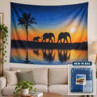 NEW 59" wide Sealed Elephant Family Sunset Wall Tapestry, color may vary slightly