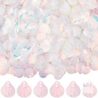 New 1250Pcs Light Pink Pvc Seashell Iridescent Loose Sequins Shell Shaped Glitter Paillette Shiny Sparkle Appliques Sequin for Sewing Making Crafts Wedding Bridal Dress Embroidery Home Decor Diy