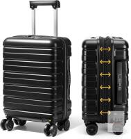 NEW LEKE 16-Inch Hardside Personal Item Suitcase, Black, TSA Lock, Spinner Wheels, Expandable