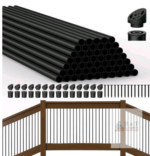new HYPERGIANT 56-Pack 32" Black Aluminum Deck Balusters Kit with Slope & Flat Connectors