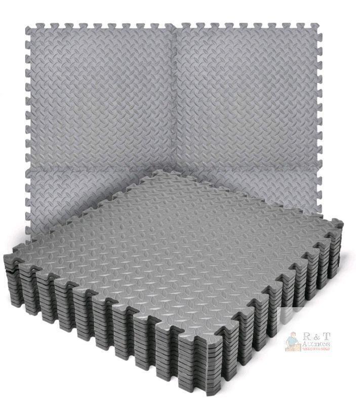 NEW REALIKE Interlocking EVA Foam Multipurpose Gym/Exercise Flooring Mats, 12 Tiles, Gray
