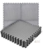 NEW REALIKE Interlocking EVA Foam Multipurpose Gym/Exercise Flooring Mats, 12 Tiles, Gray