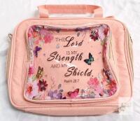 NEW Telawsfun Quilted Bible Cover Case, Light Pink, Fits Large Bibles, Includes Study Accessories