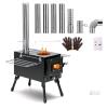 NEW YRenZ Portable Tent Wood Stove YRZ-HW-RML-001, Steel, 15.75&rdquo;x8.66&rdquo;x9.84&rdquo;, Folding Legs, Accessories