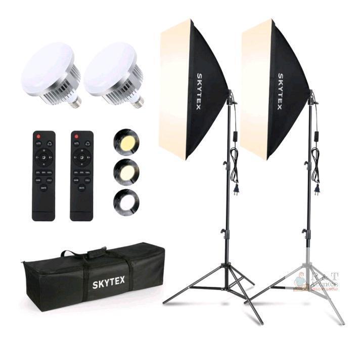 NEW SKYTEX 2-Pack Photography Softbox Continuous Lighting Kit, LED, 85W, Adjustable