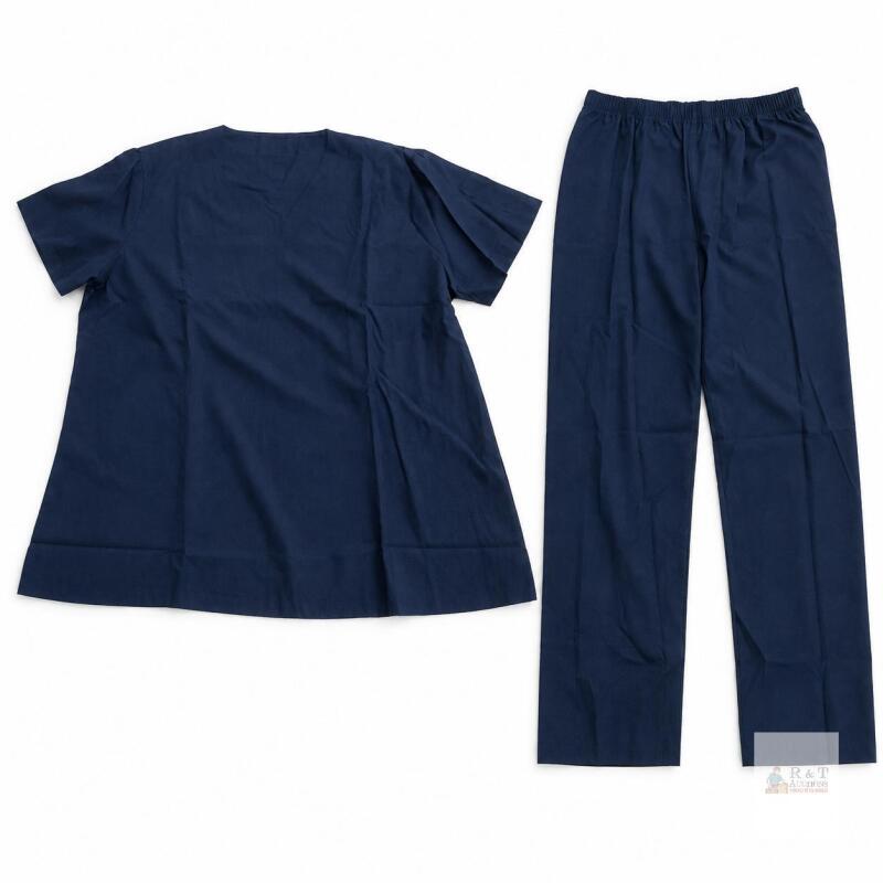 NEW XL Navy Blue Unisex Medical Scrub Set with Multiple Pockets